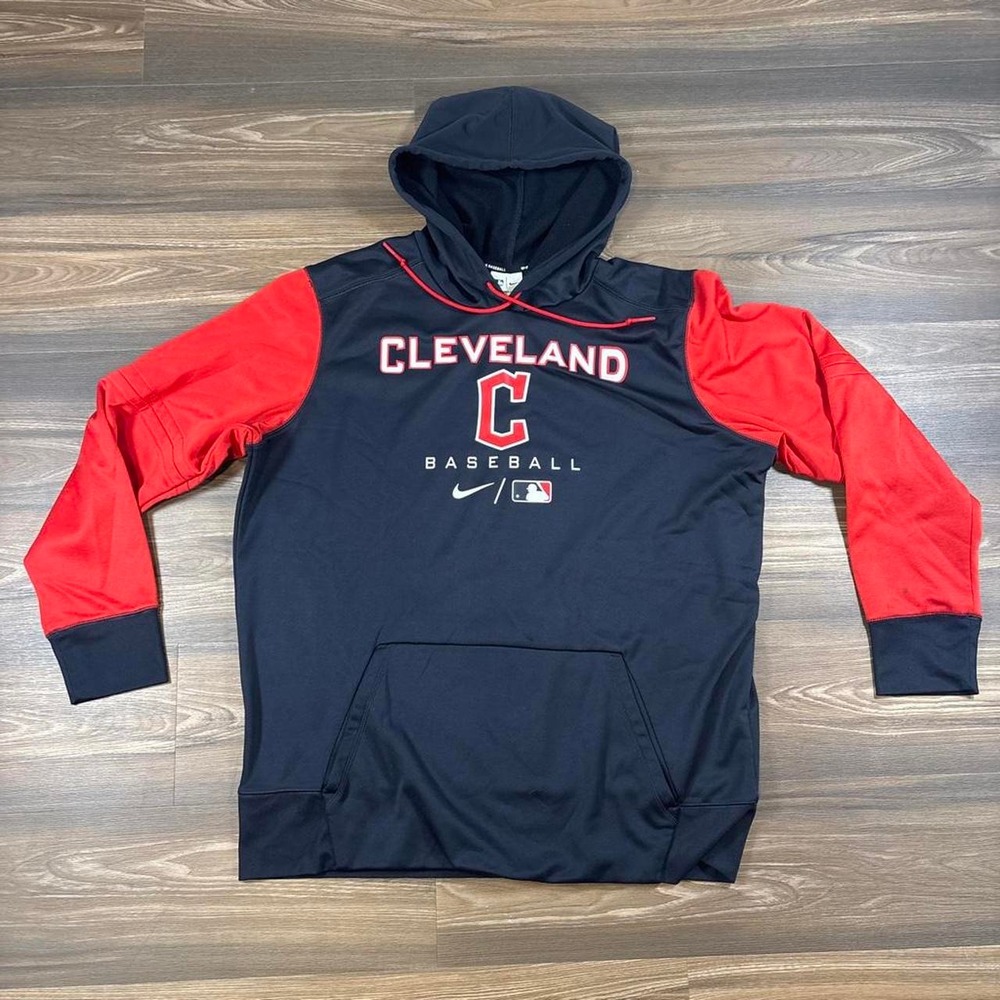 Nike Cleveland Indians navy & red hoodie with red sleeves